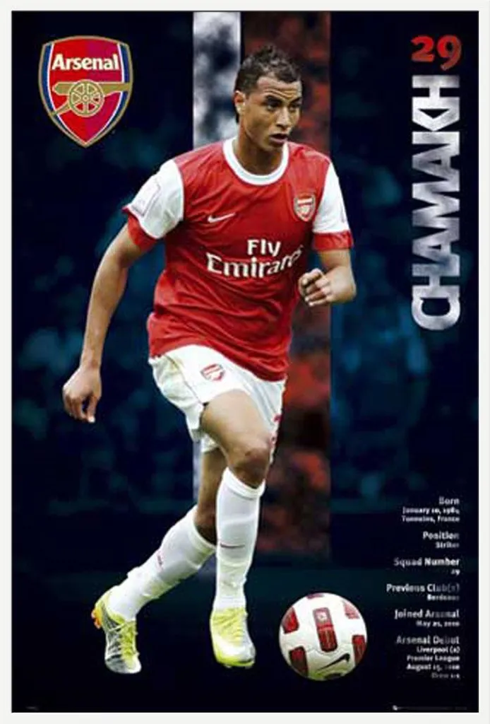 Affiche Chamakh Arsenal Cadre Blanc Incassable Vitre Acrylique Maxi