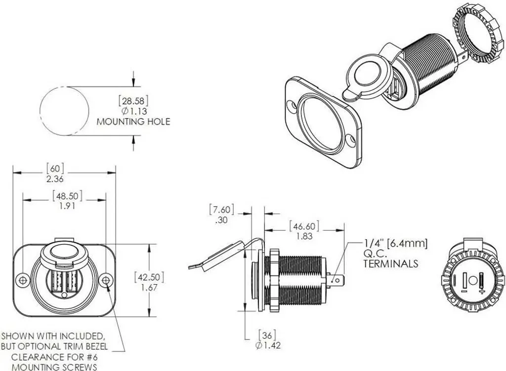 Blue Sea Systems Double Prise de Charge USB Transparente - Taille Unique - 2
