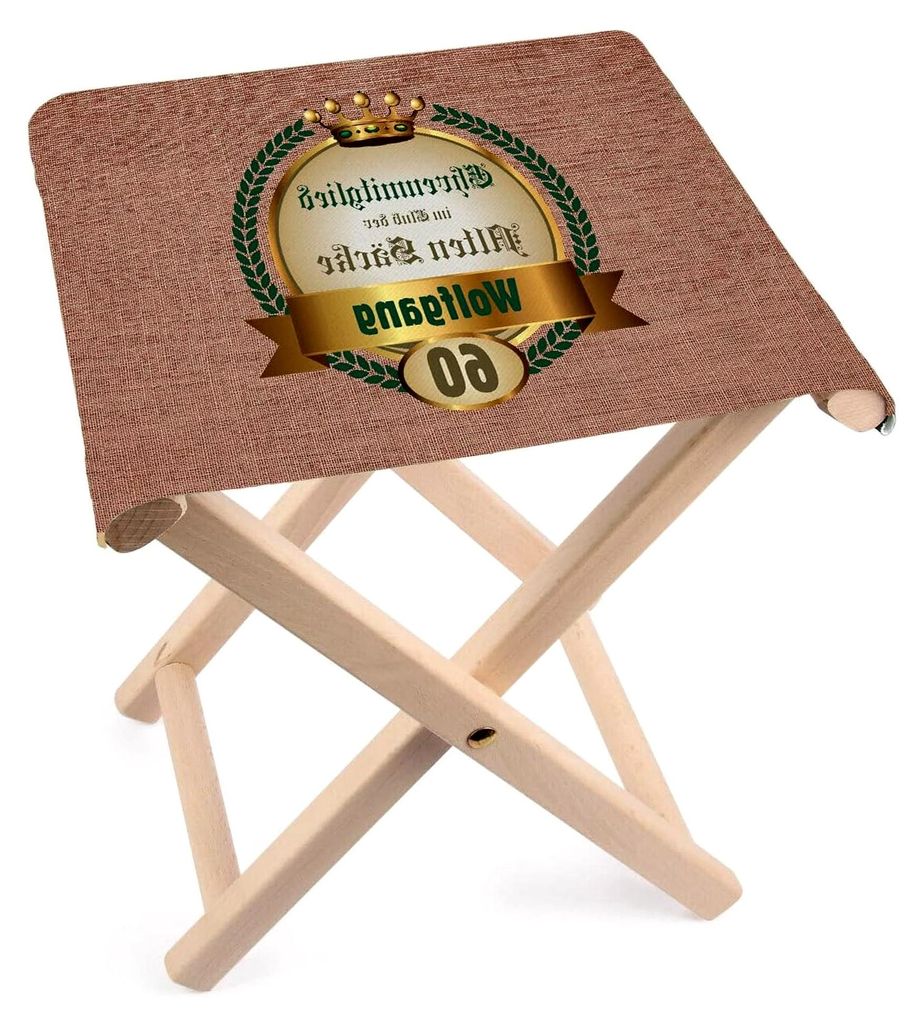 Lustiger Klappstuhl aus Holz mit Wunschname für Rente, Geburtstag oder Jubiläum