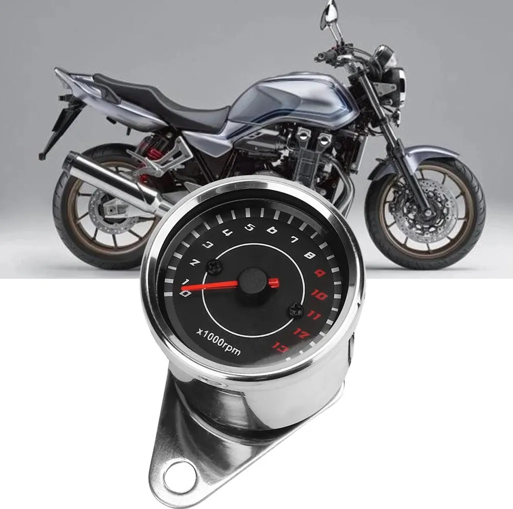 Retroilluminazione per moto, contagiri, tachimetro, display in alluminio, ricambio, cassa argentata, quadrante nero