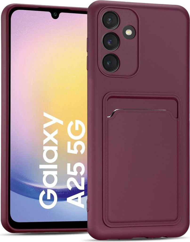 Conie Schutzhülle für Samsung Galaxy A25 5G mit Kartenfach Tasche Case Cover Bumper Silikon Hülle in Lila