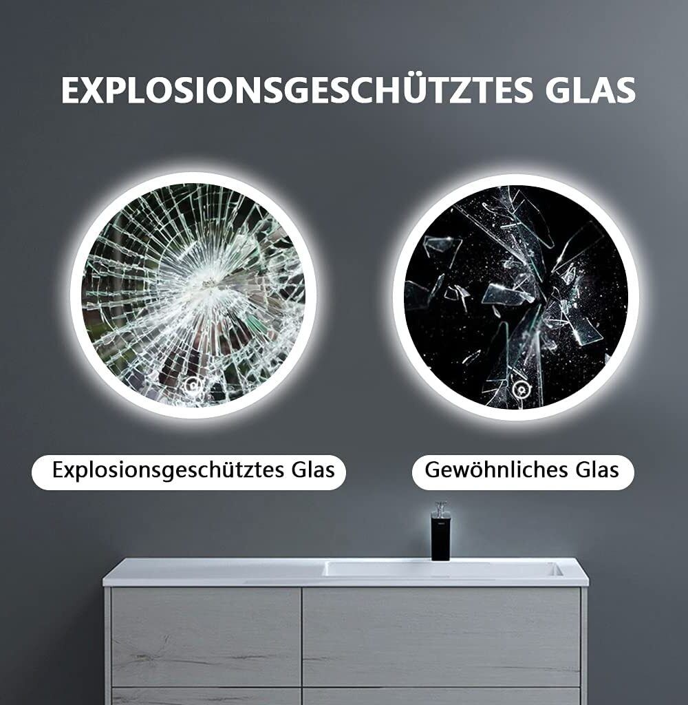Badspiegel YOLEO mit LED-Beleuchtung in 3 Farben, Runder Produktbild 4