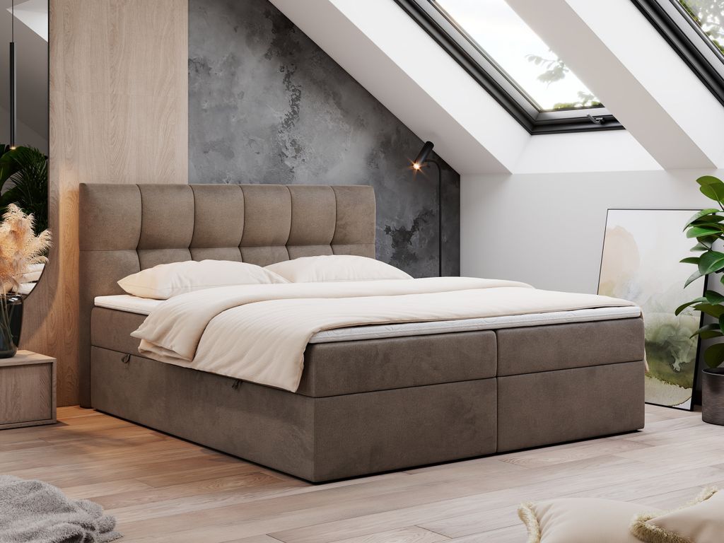 Boxspringbett 180x200 mit Bettkasten, Bett mit Multipocket - Matratze H3 Topper, Polsterbett 180x200 mit Bettkasten Kopfteil, Boxspringbett mit Mat...