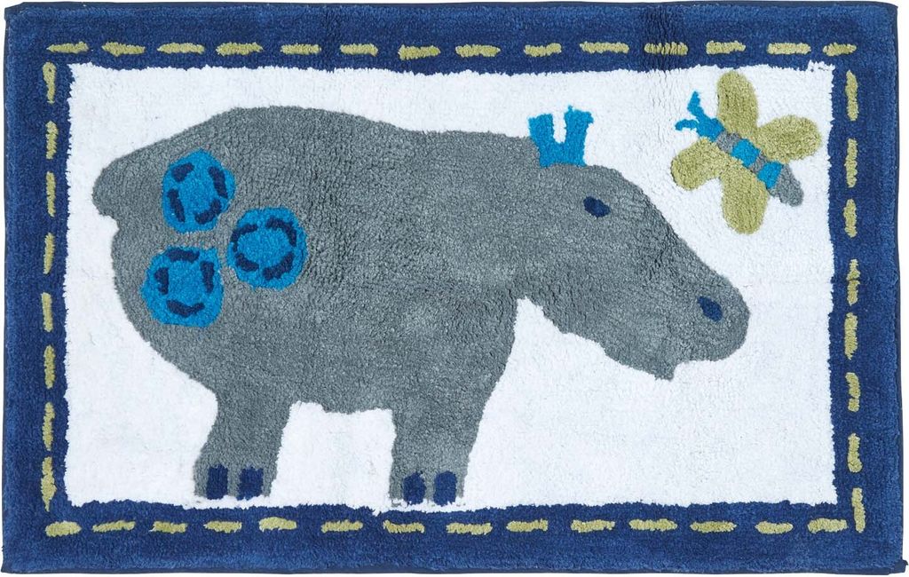 HOMESCAPES Kinderteppich Hippo 100% Baumwolle