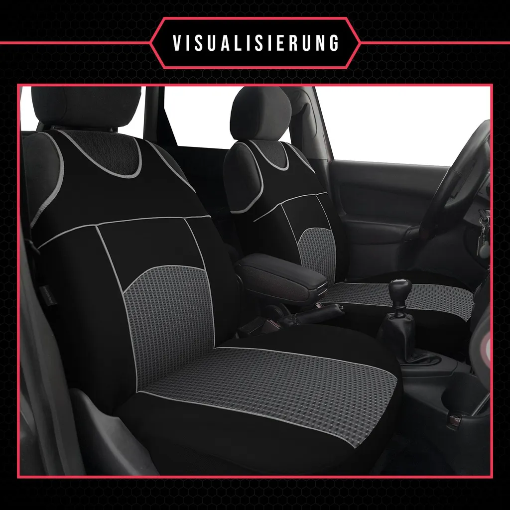 Coprisedili Auto Audi A1 Grigio: Set Anteriore Universale di Alta Qualità - 6