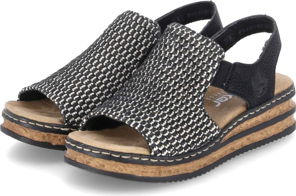 Rieker Damen Sandaletten/ Sandalen Schwarz Synthetik Größe: Produktbild 