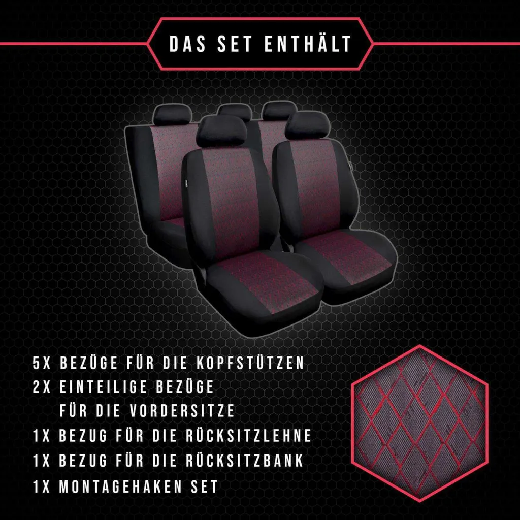Coprisedili Auto Volkswagen New Beetle Rossi: Set Universale Sportivo - 9