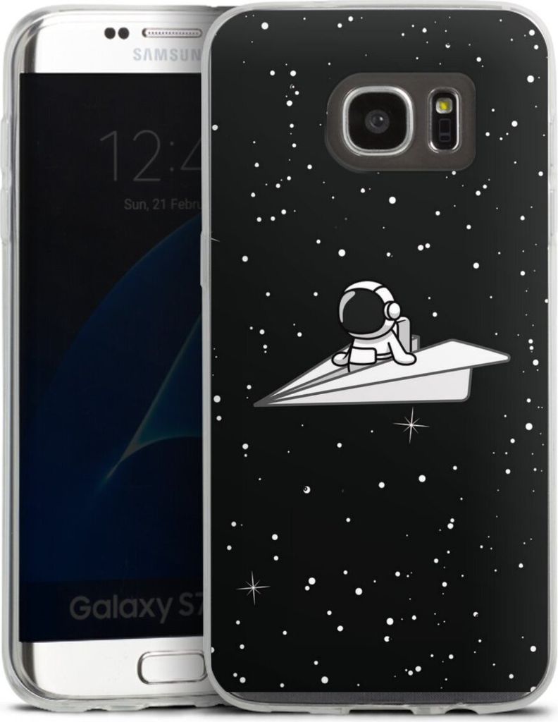 DeinDesign Slim Hülle für Samsung Galaxy S7 Edge Silikon Case Ultra Dünn Handyhülle Astronaut Comic Papier