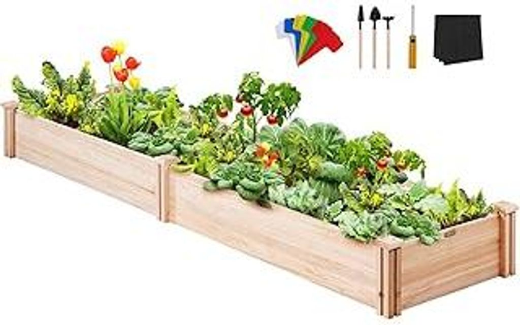 VEVOR Hochbeet 240 x 60 x 25 cm Pflanzkasten Tannenholz Gemüsebeet Blumenkasten Kräuterbeet Gartenbeet Pflanzkübel Ideal für den Anbau von Gem...