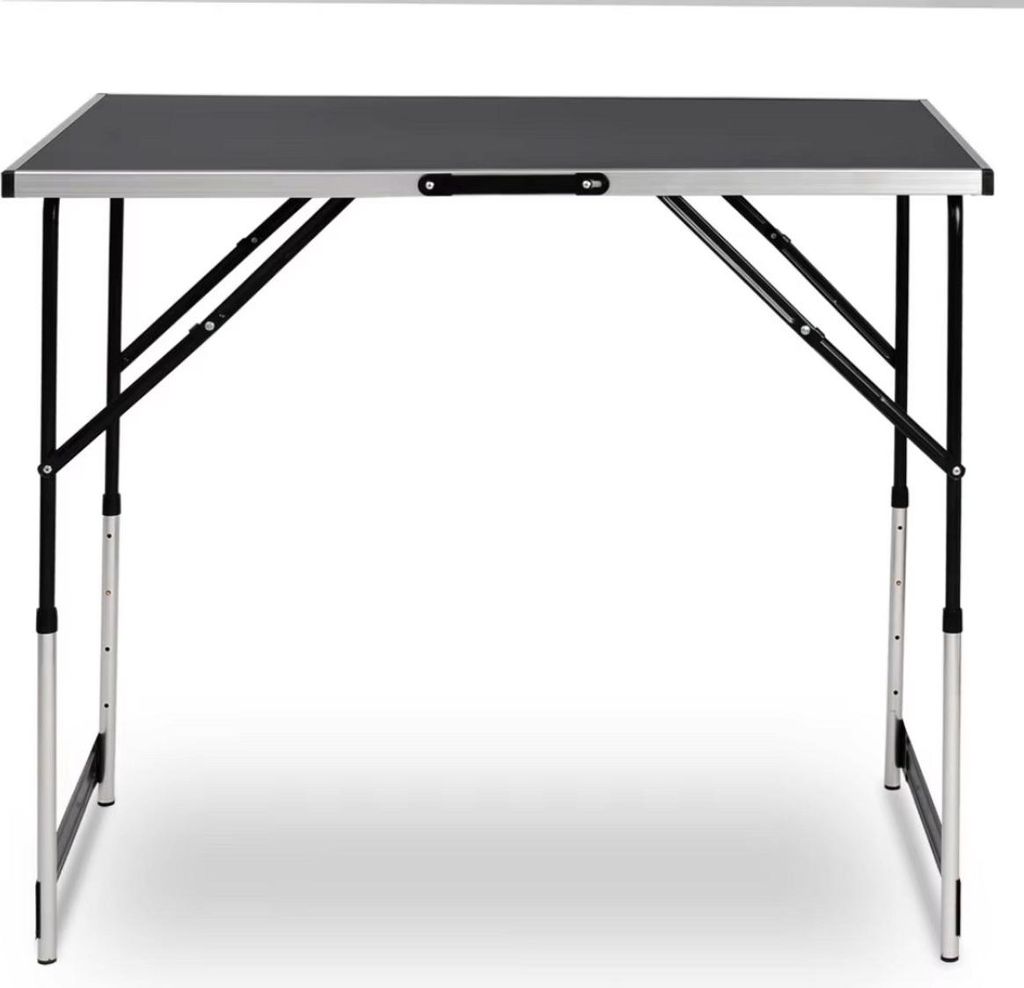 Happiq Aluminium-MDF Klapp-Campingtisch – Höhenverstellbar 73–94 cm – Leichtgewicht, Wetterbeständig – Ideal für Garten, Balkon, Picknic...