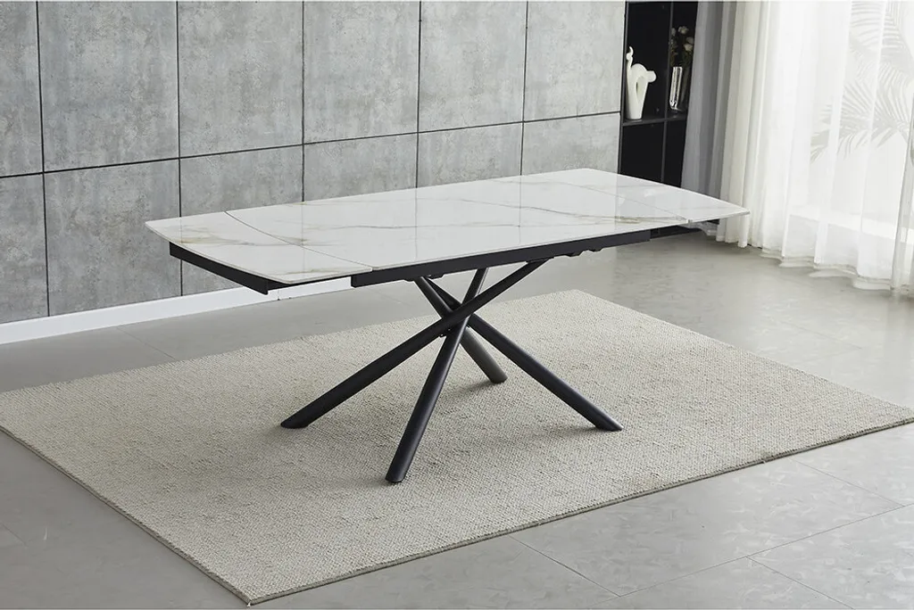 CasaDolce GAVILA Table à manger extensible 140-200cm Blanc Effet Marbre - 7