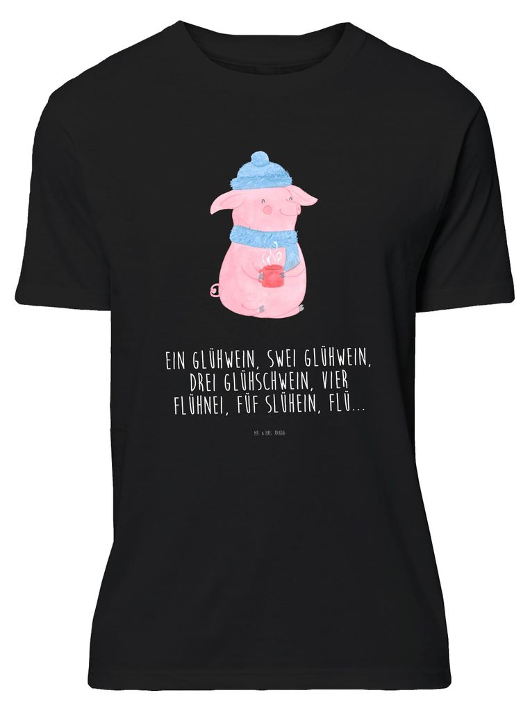 Mr. & Mrs. Panda S T-Shirt Schweinchen Glühwein - Schwarz - Geschenk, Weihnachtsmarkt, Tshirt, Betrunken, Spruch, Shirt, Weihnachten, Baumwoll, Je...