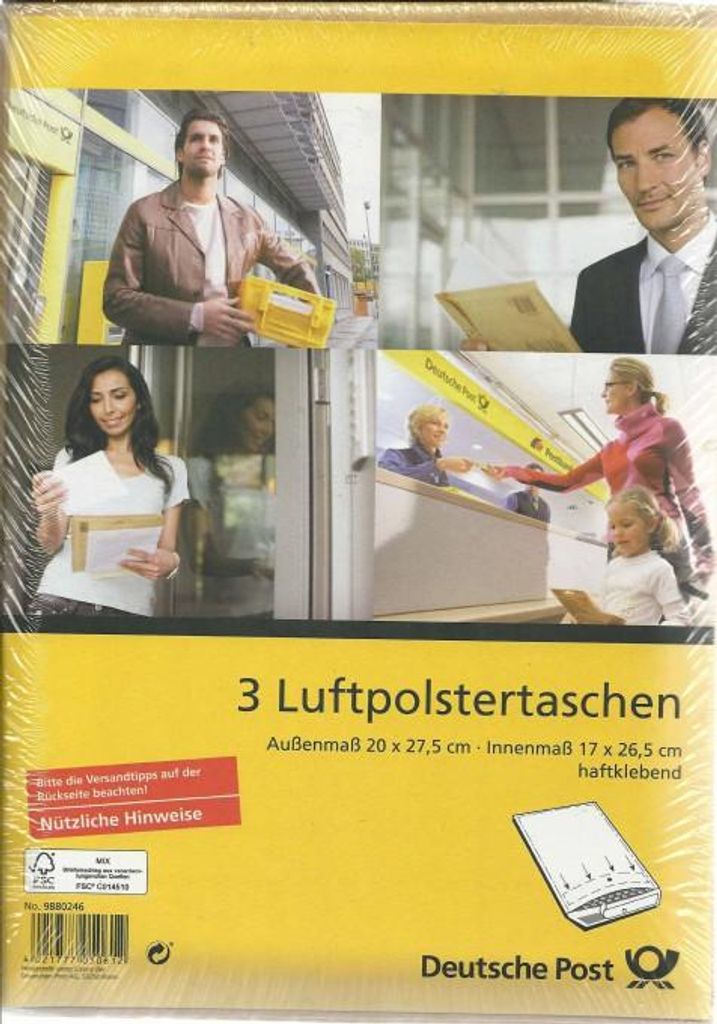 3 Luftpolstertaschen 20 x 27,5 cm braun Haftklebend Produktbild 