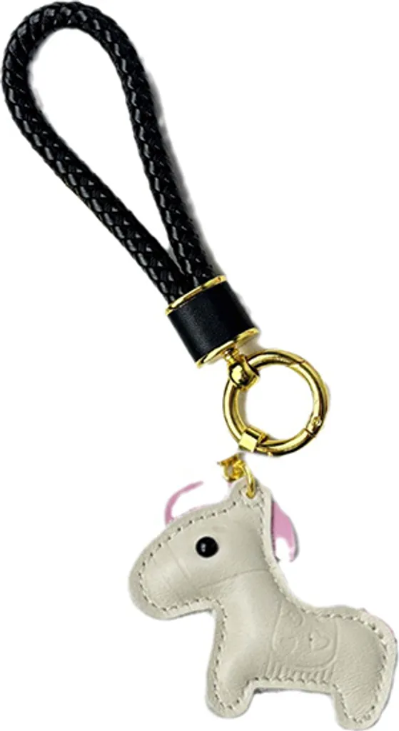 INF Grazioso portachiavi in pelle con cavallo Bianco