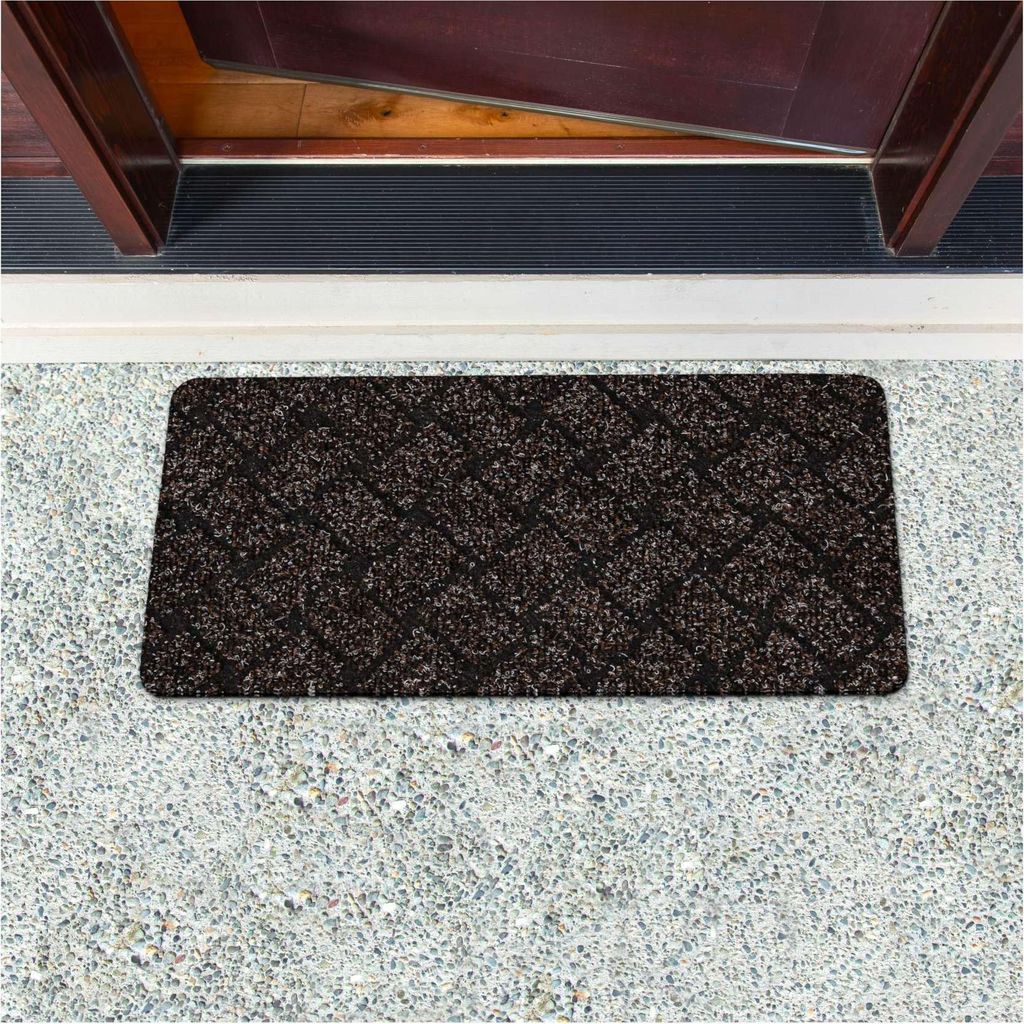 Fußmatte Türvorleger Bodenmatte Textil Melbourne Pflasterstein Dunkelbraun Robust Wasserabweisend Breite 40 cm Länge 80 cm
