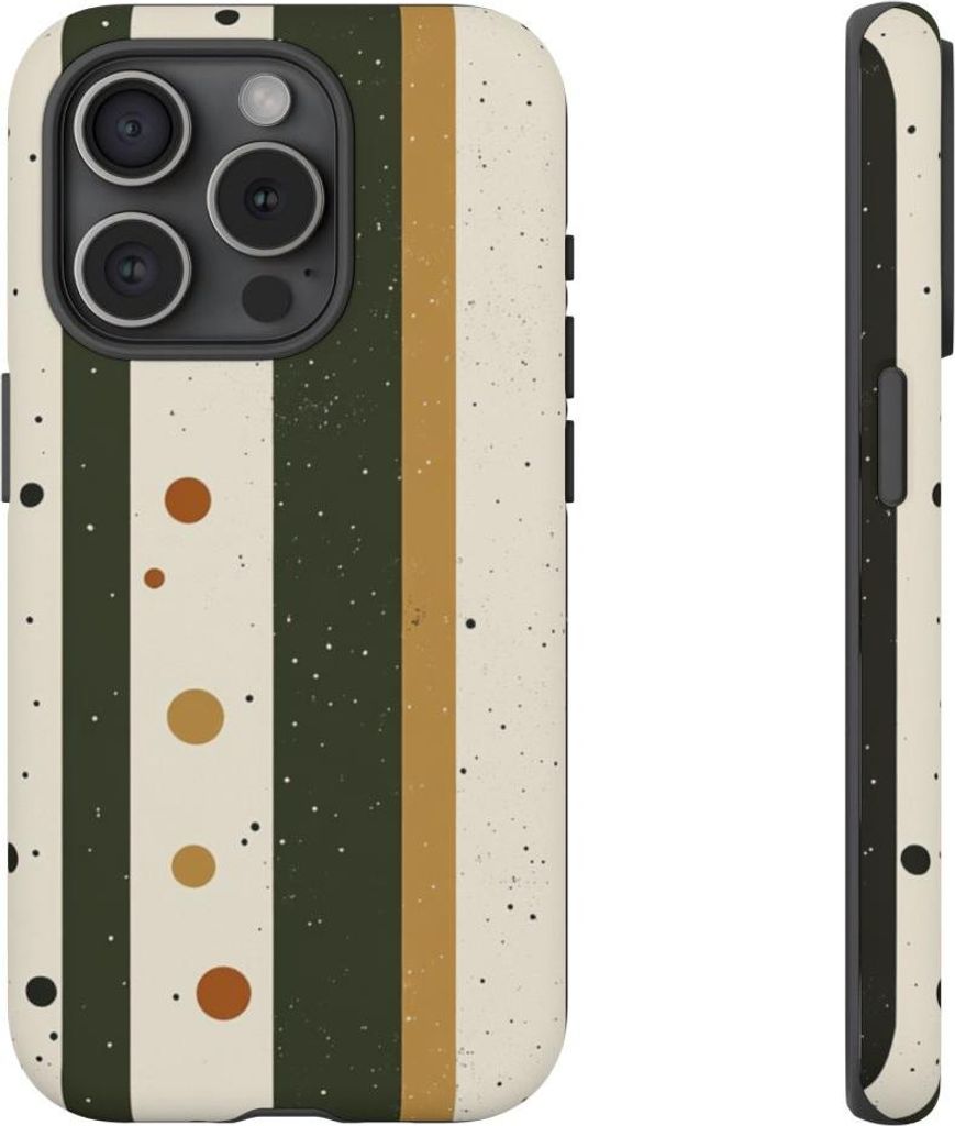 Retro-Streifen und Punkte – Hülle Kompatibel mit iPhone 15 Pro