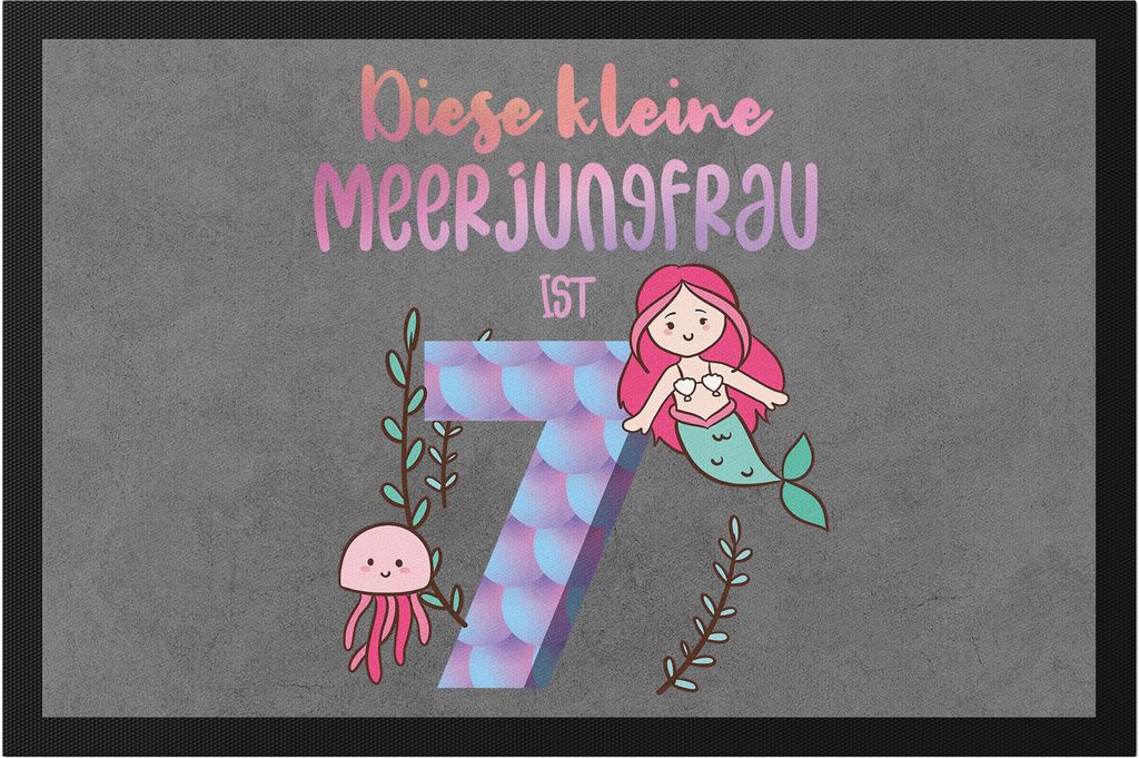 Diese Kleine Meerjungfrau Ist 7 Fußmatte Geburtstagsgeschenk 7. Geburtstag Süßes Motiv