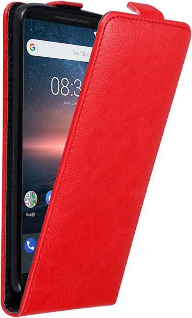 Cadorabo Hülle für Nokia 8 Sirocco Schutz Hülle in Rot Flip Produktbild 