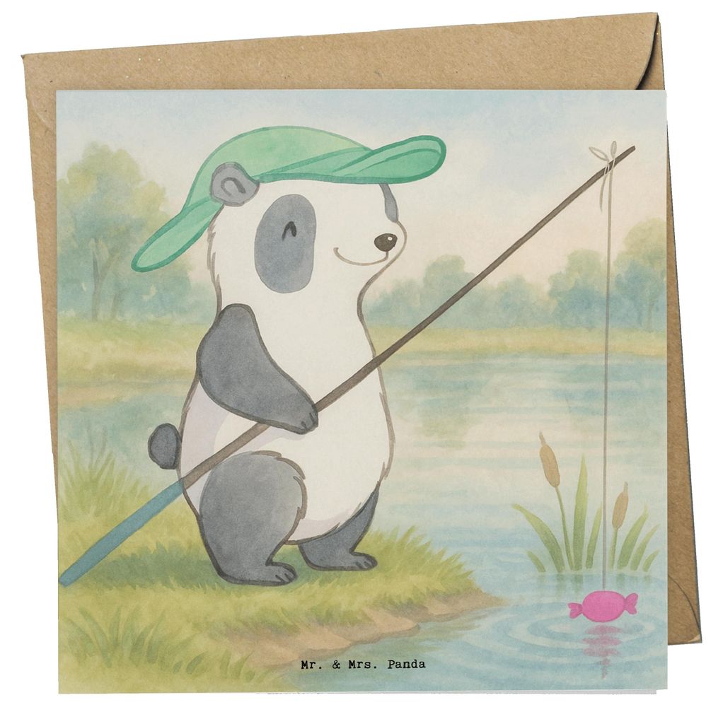 Mr. & Mrs. Panda Grußkarte Panda Angeln Design - Weiß - Geschenk, Angler, anlasskarte, faltkarte, Angelverein, Glückwunschkarte, Hobbyangler, An...