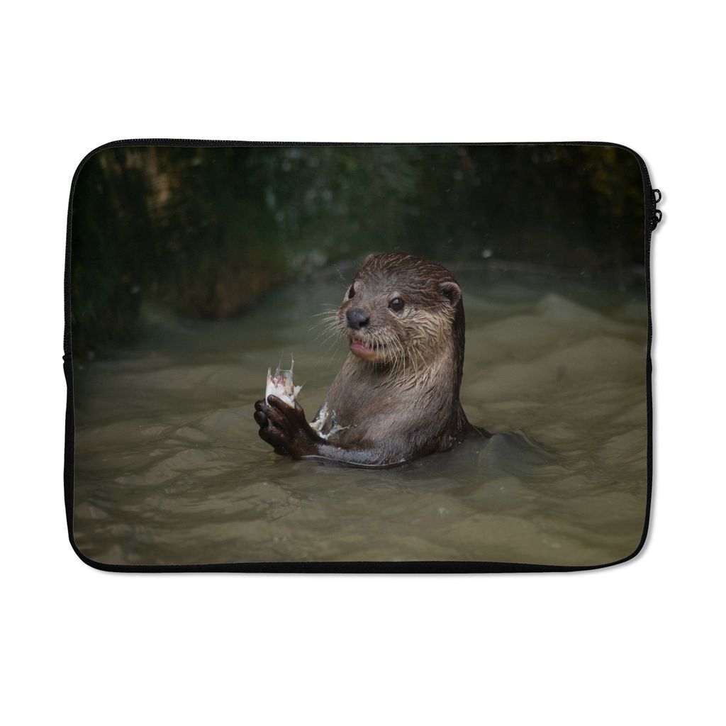 MuchoWow Laptop Hülle 14 ZollOtter mit Futter im Wasser Laptoptasche - Laptoptasche - Stoßsicher - Schutzhaube
