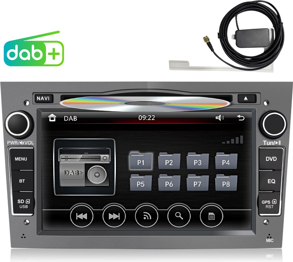 7"DAB Autoradio GPS Nav CD DVD USB Für Opel Corsa C D Astra H Zafira Vectra RDS Grau
