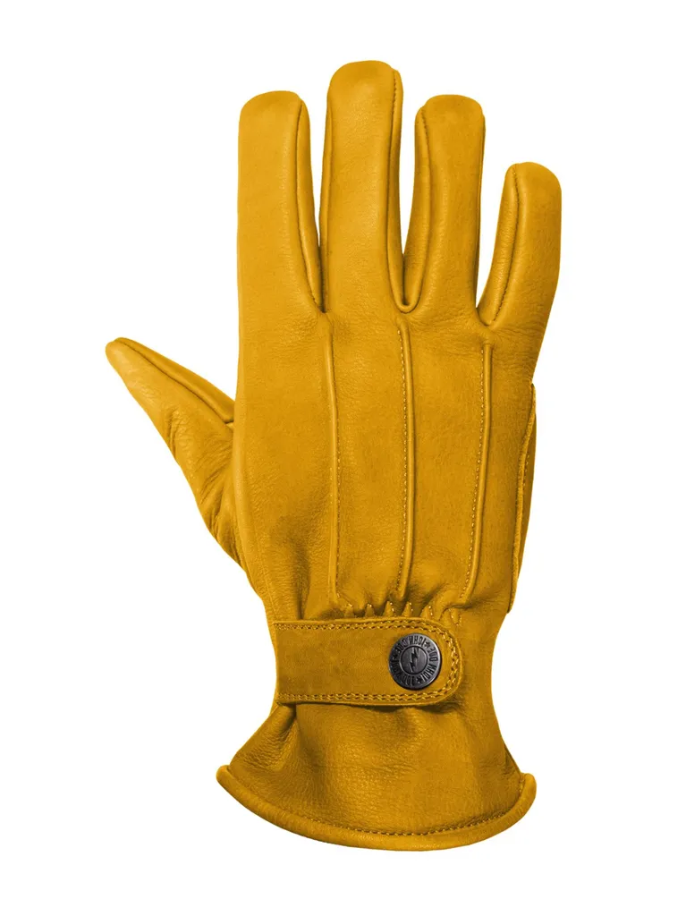 Gants de moto en cuir jaune John Doe Grinder Taille S style Vintage HT