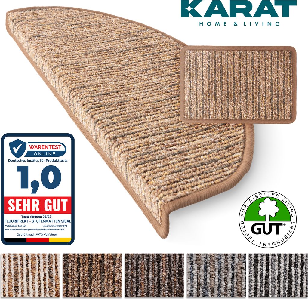 Stufenmatten Geneva Halbrunder oder Eckiger Treppenschutz Hellbraun Halbrund