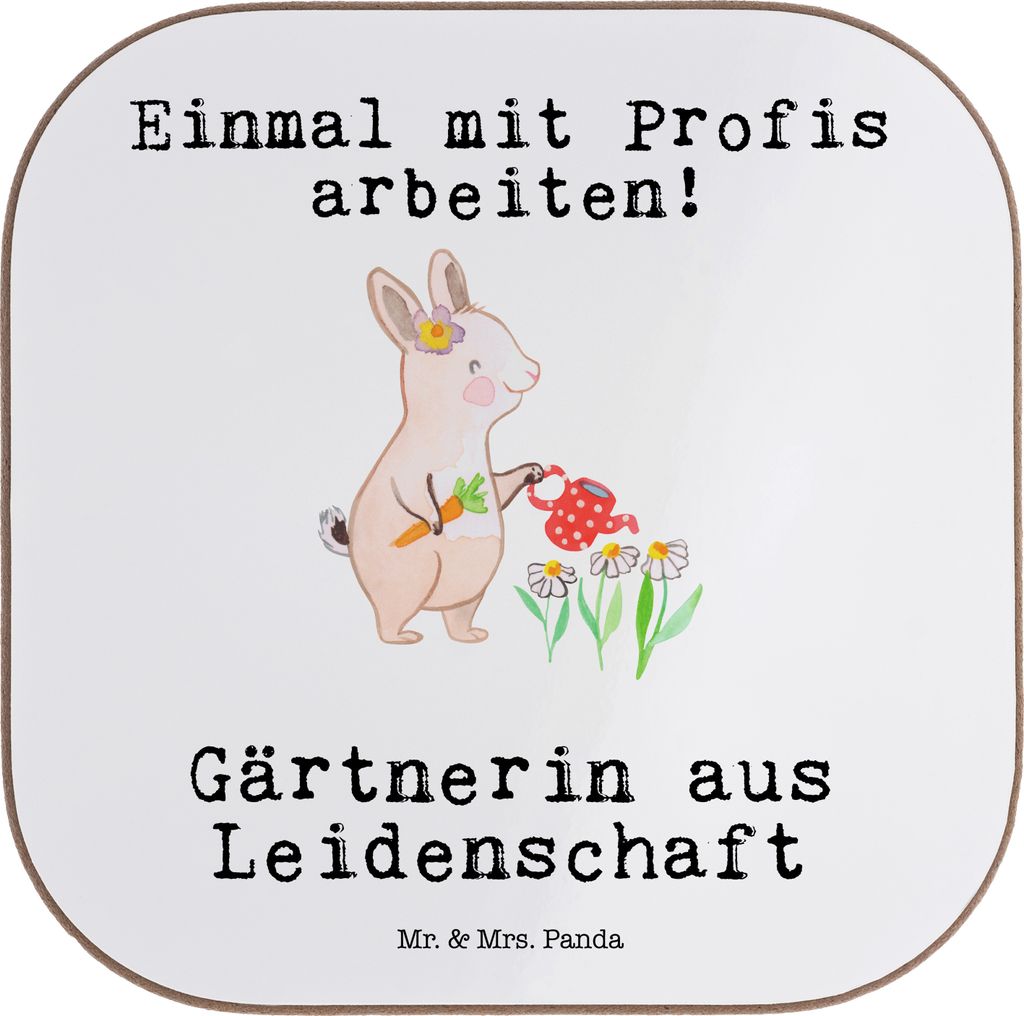 Mr. & Mrs. Panda Tischuntersetzer Gärtnerin Leidenschaft - Weiß - Geschenk, Lustig, Coaster, Holzuntersetzer, Untersetzer Gläser, gläserunterse...