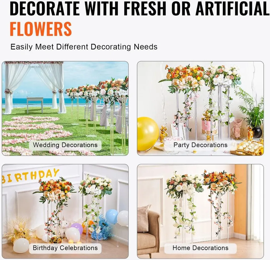 Colonnes de Vases Géométriques 60cm pour Centre de Table de Mariage