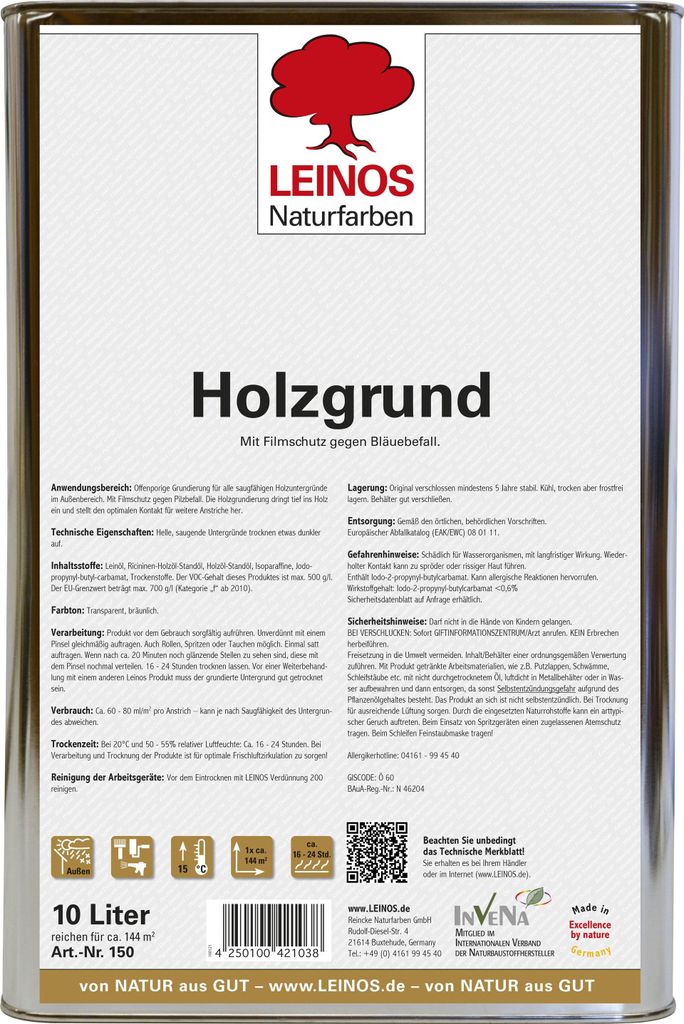 Leinos 150 Holzgrund 10 l Holzgrundierung für nachfolgende Produktbild 