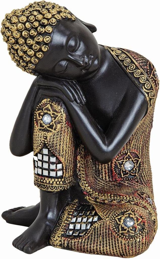 Buddha Figur sitzend braun Feng Shui Polyresin  Deko Produktbild 