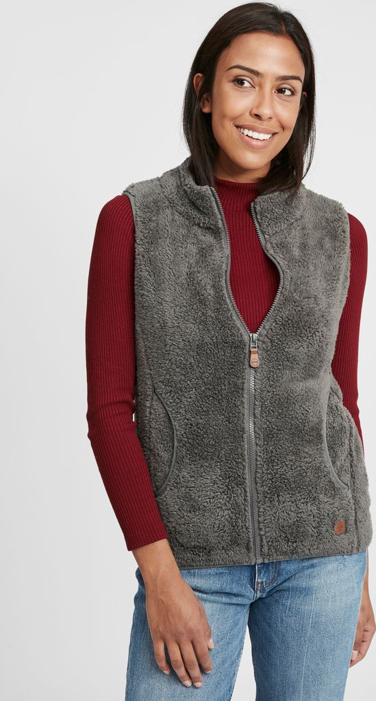 OXMO OXTheri Damen Weste Fleece Outdoor Weste mit Stehkragen Eingrifftaschen Reißverschluss Regular fit