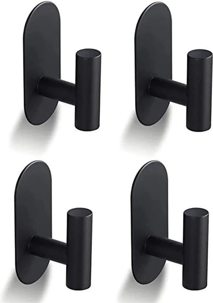 Porte-serviettes lot de 4 en acier inoxydable noir mat sans perçage