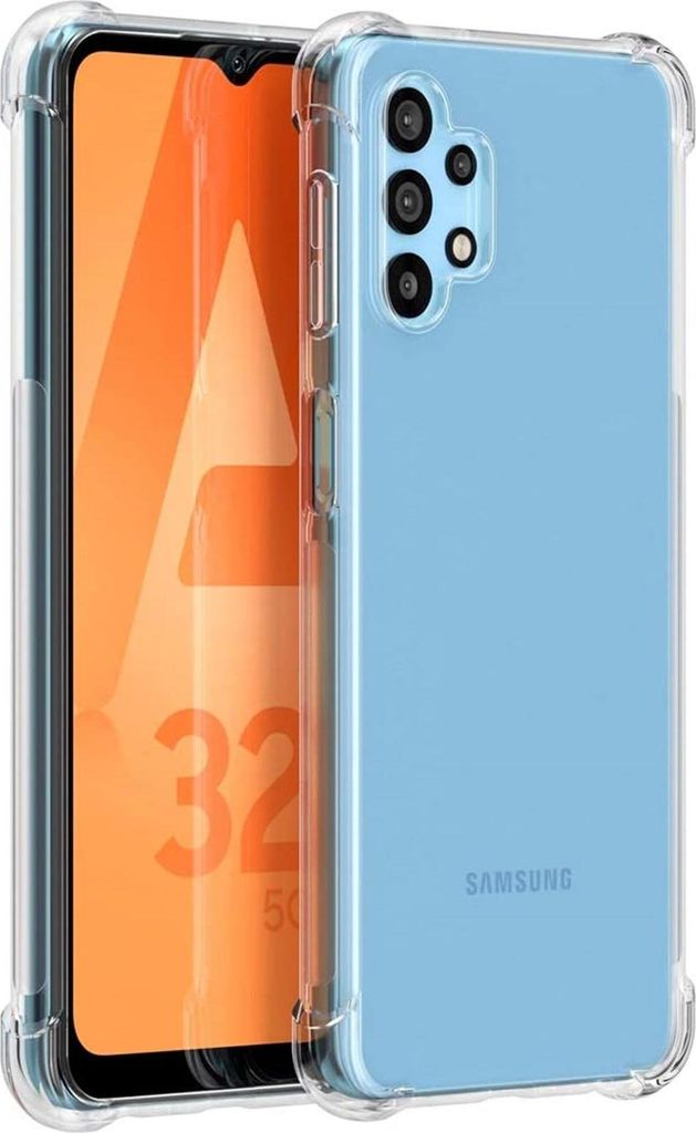 A transparent phone case is shown with a phone inside.