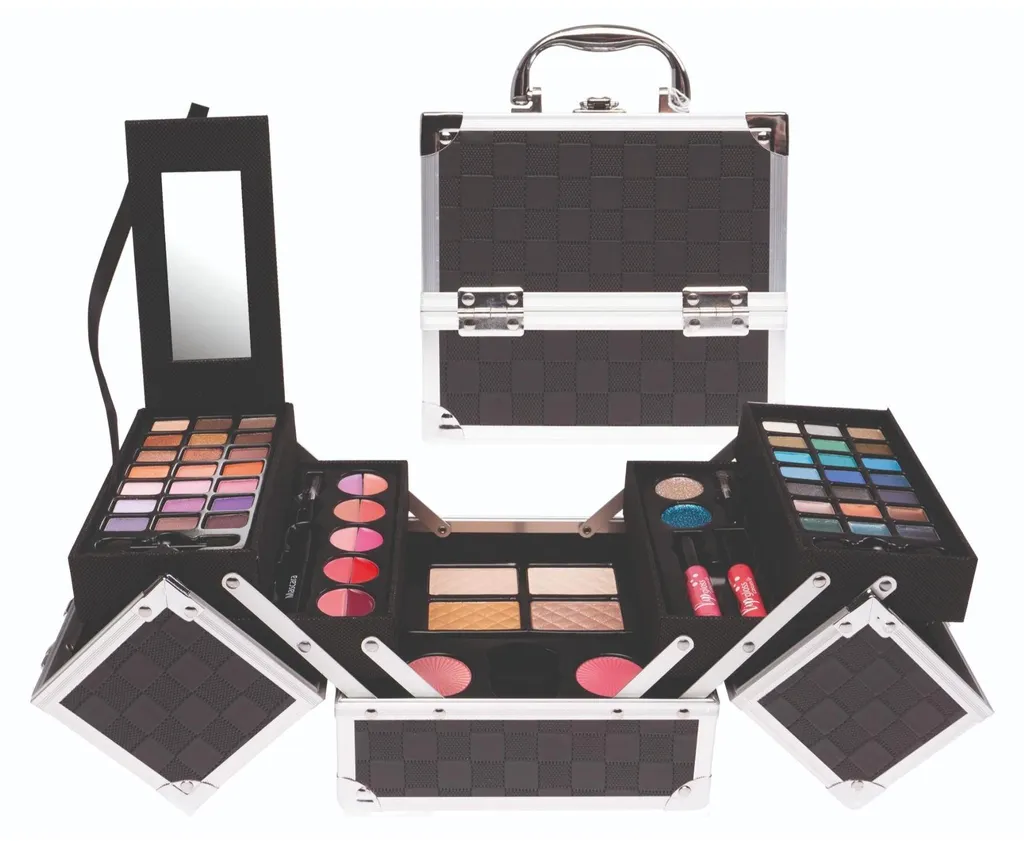 Trousse de maquillage noire imperméable avec rangements pour pinceaux