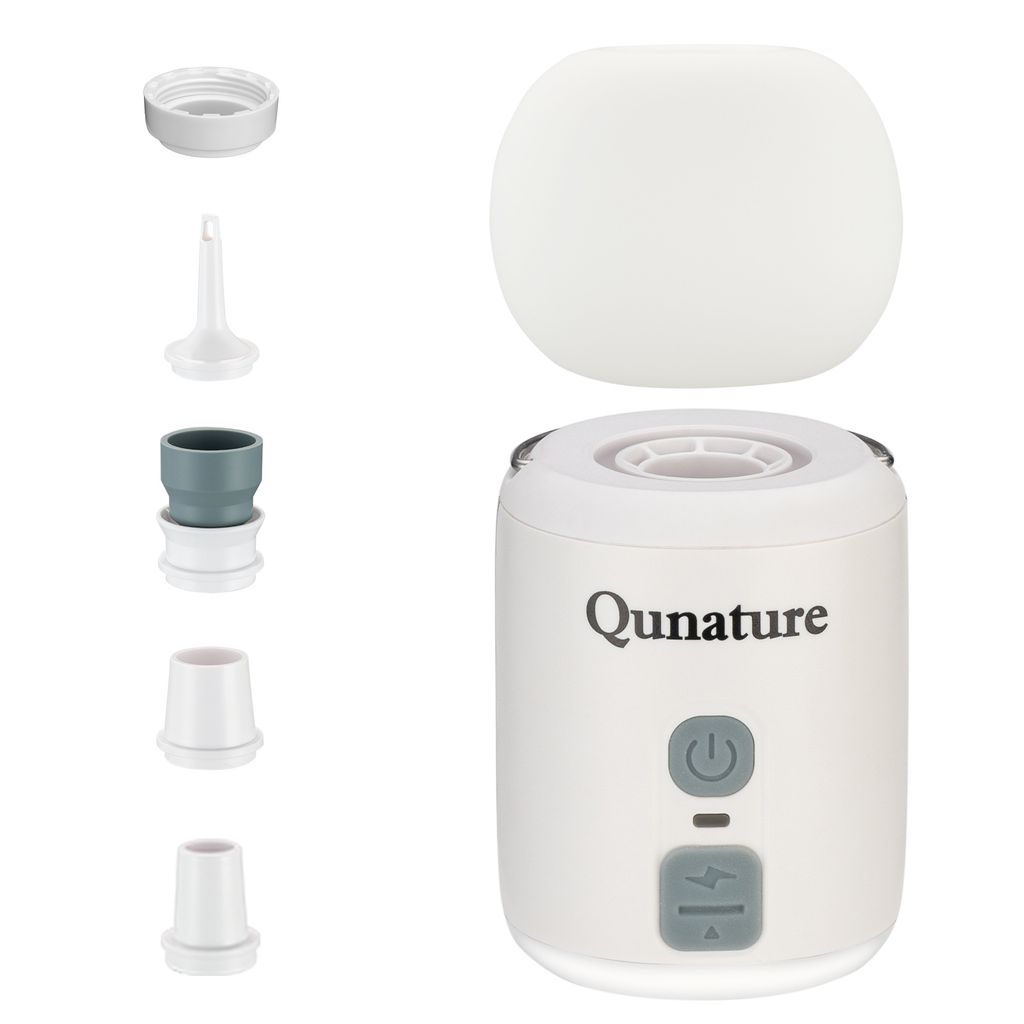 Qunature 1600mAh Mini Pump 4,5kPa wiederaufladbare Elektrische Luftpumpe Camping, Weiß, Mit Pilz-Lampenschirm