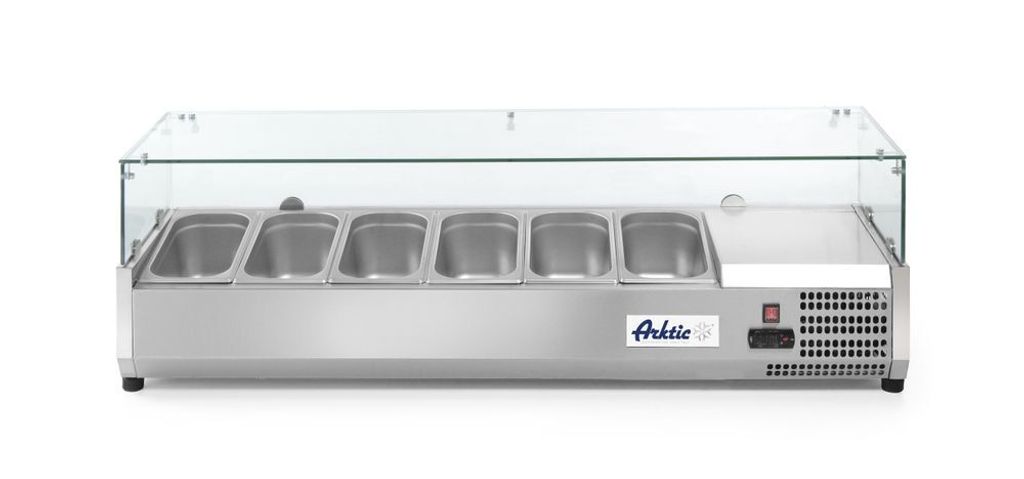 HENDI Aufsatzkühlvitrine 6x GN 1/3 mit Spuckschutz Produktbild 