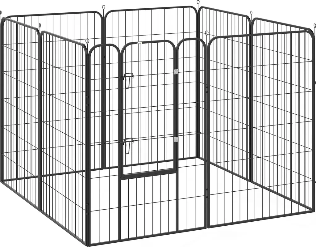 Parc pour chiots 80x100 cm en acier noir avec double verrou métallique