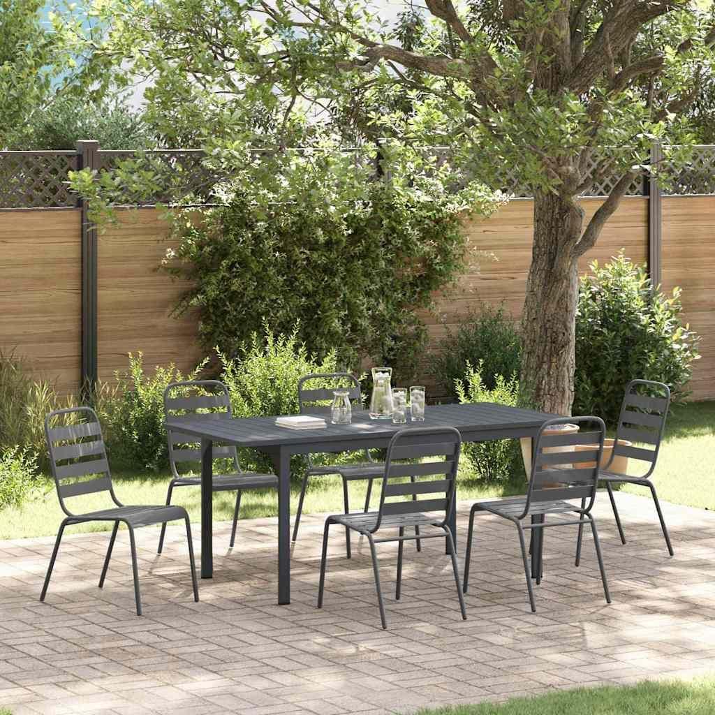 Maison Exclusive - Garten Essgruppe 7 pcs Anthrazit Pulverbeschichteter Stahl