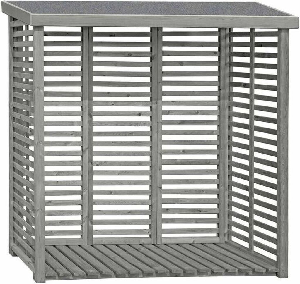 Kaminholzregal mit Rückwand in grau aus Holz Holzlager Kaminholzunterstand : 2 m³ Fassungsvermögen: 2 m³
