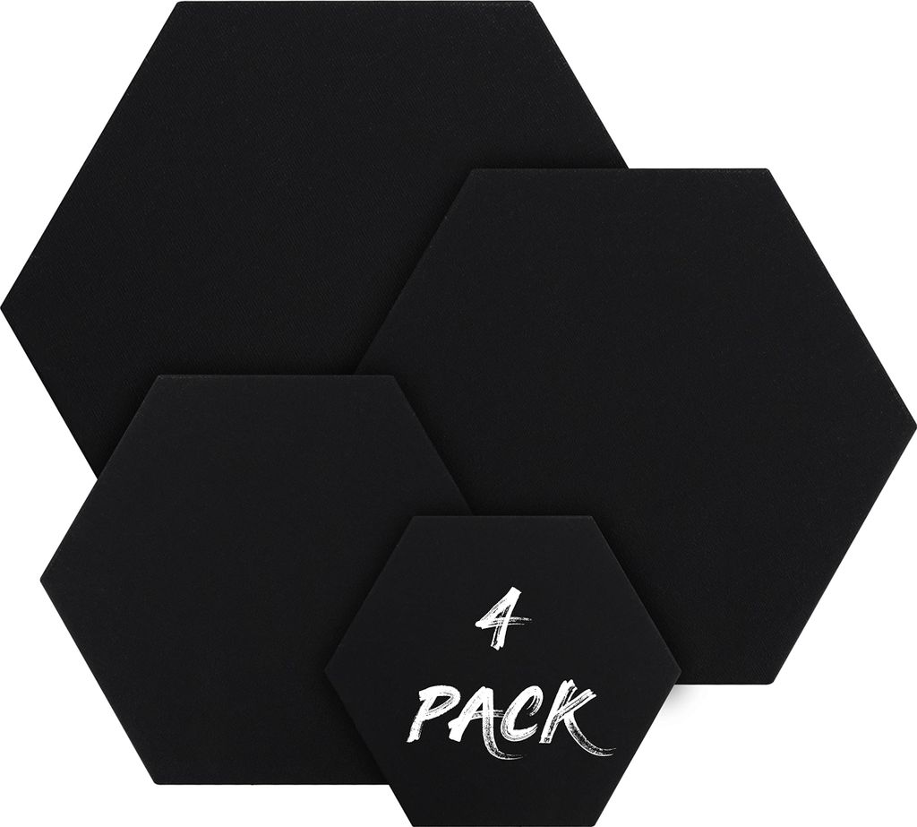 Belle Vous 4 Stk Sechseckige Leinwand Schwarz - 4 Produktbild 