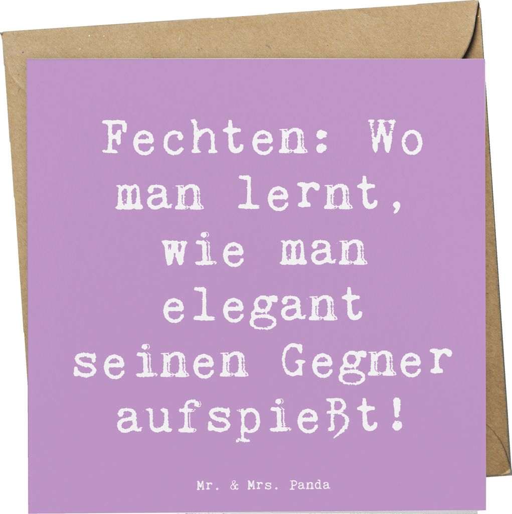 Mr. & Mrs. Panda Grußkarte Spruch Fechten Eleganz - Lavendeltraum - Geschenk, doppelkarte, faltkarte, Disziplin, Teamsport, Glückwunschkarte, anl...