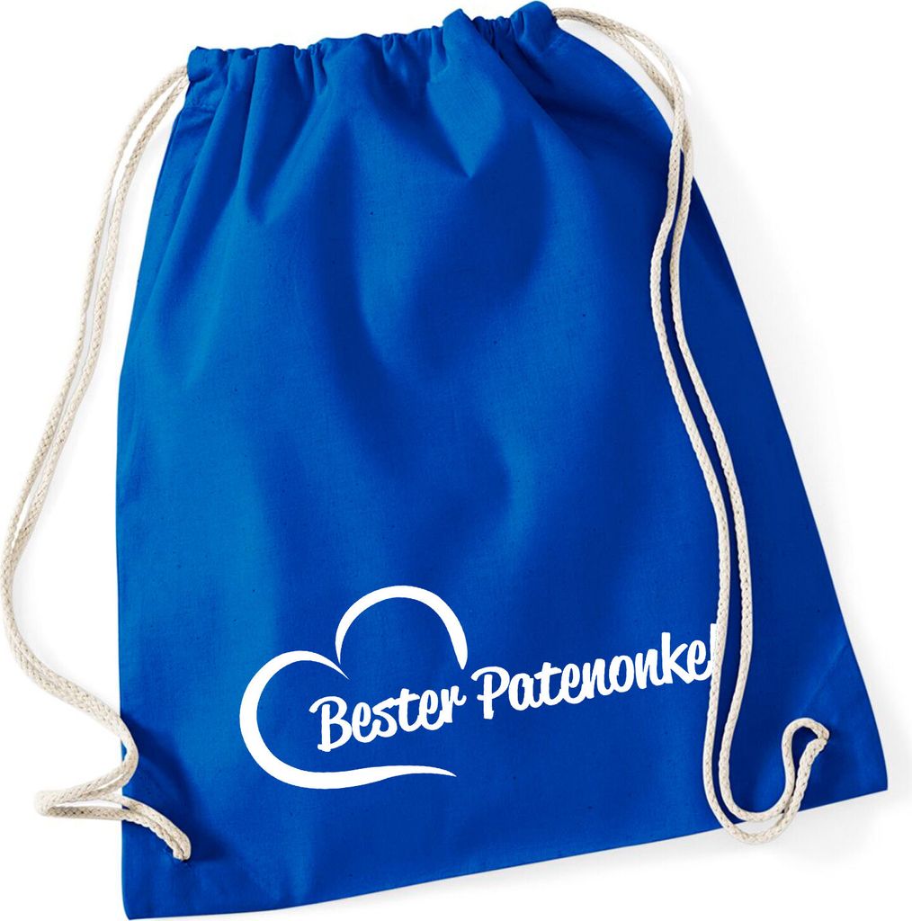 Huuraa Turnbeutel Bester Patenonkel Herz 12 Liter Bright Royal Baumwolle Rucksack Geschenkidee