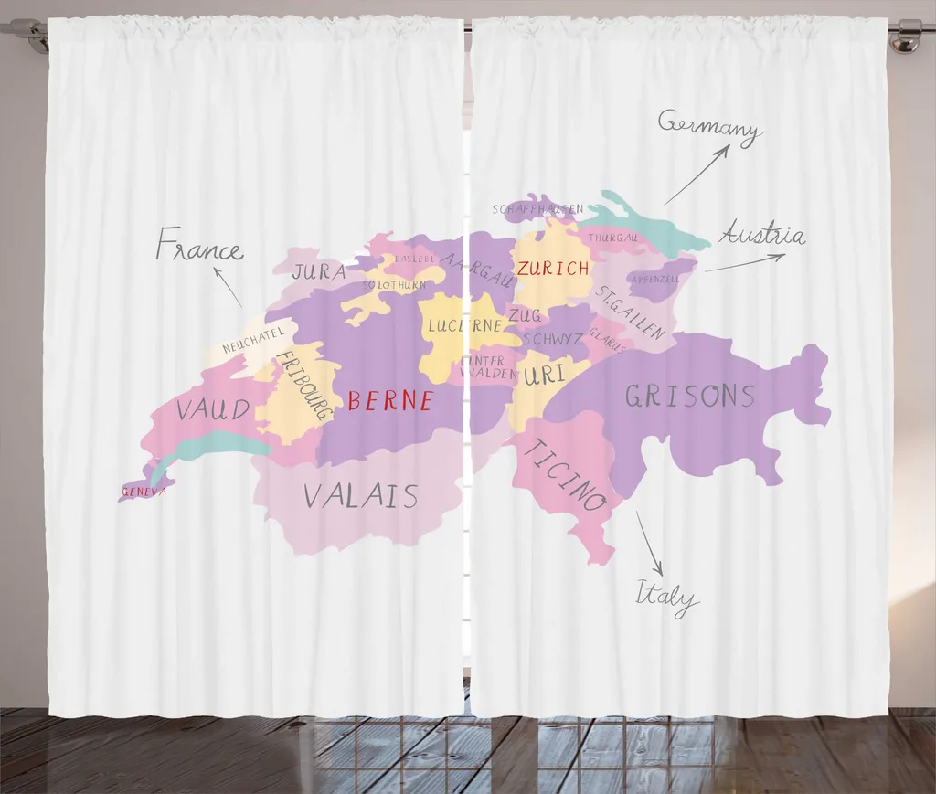 Rideau de décoration pour grande fenêtre chambre motif Zurich 280cm