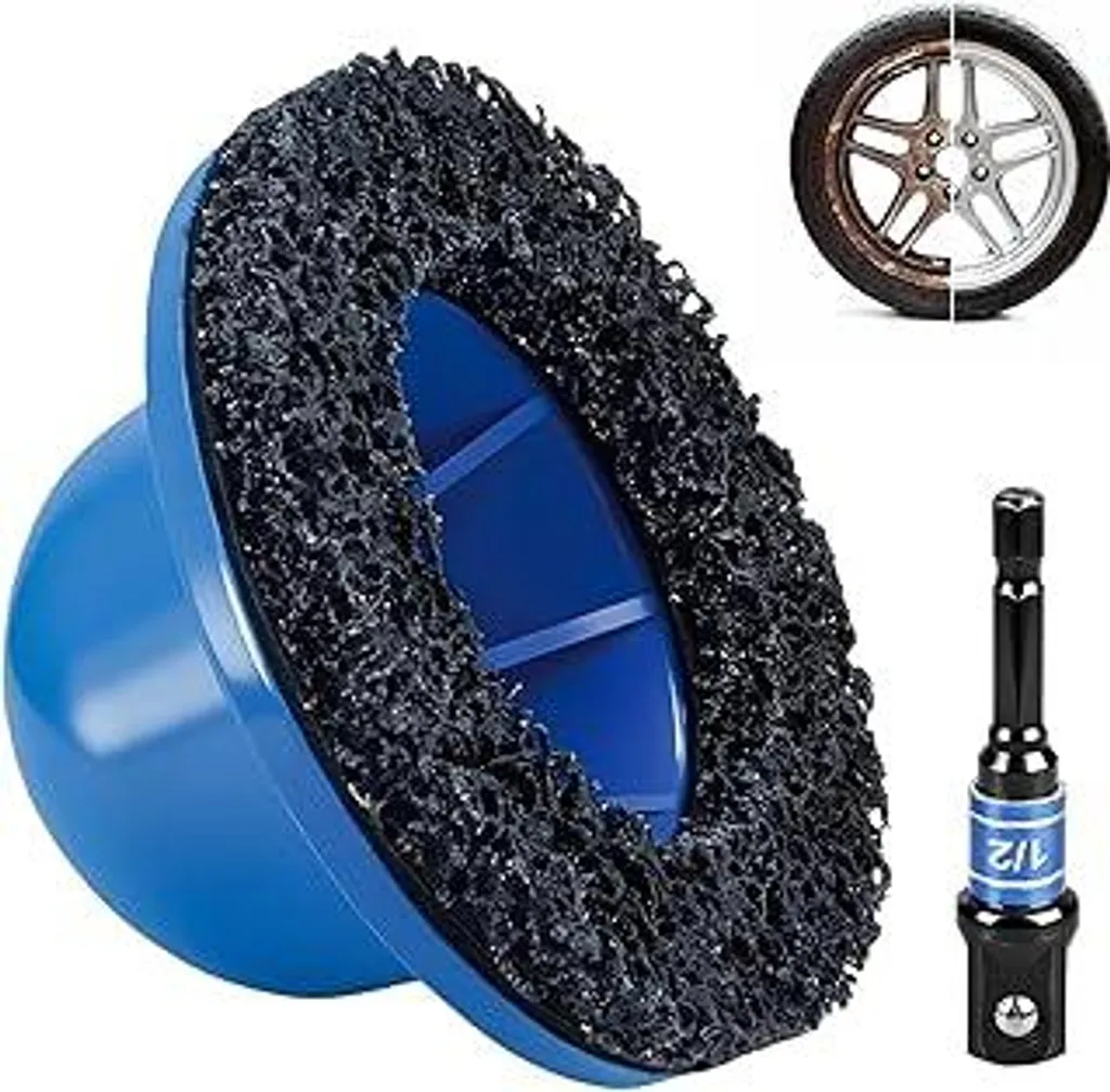 Levigatrice per mozzi ruota 90/150 mm con attacco 1/2 – Levigatrice a testa sferica e pulitore per mozzi ruota per auto, SUV e furgoni – Levigatrice per mozzi per la rimozione della ruggine, il montaggio dei cerchioni e la pulizia dei mozzi ruota - 1