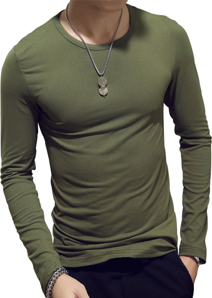 Lässige Männer Solid Color Slim T-Shirt Sport Bottoming Produktbild 