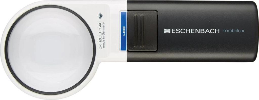A product shot of a magnifying glass with an LED light.