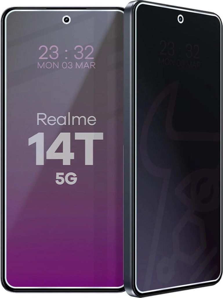 Hybridglas mit Privatschutzfilter für Realme 14T 5G, Bizon Glass Mule Shadow, Matt