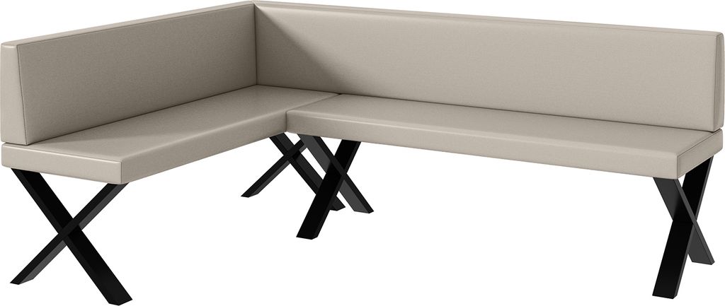 MEBLINI Eckbank für Esszimmer - Küchenbank - Essecke - Sitzecke Küche - TONI - X-Beine 142x196x87cm Links - Beige Kunstleder