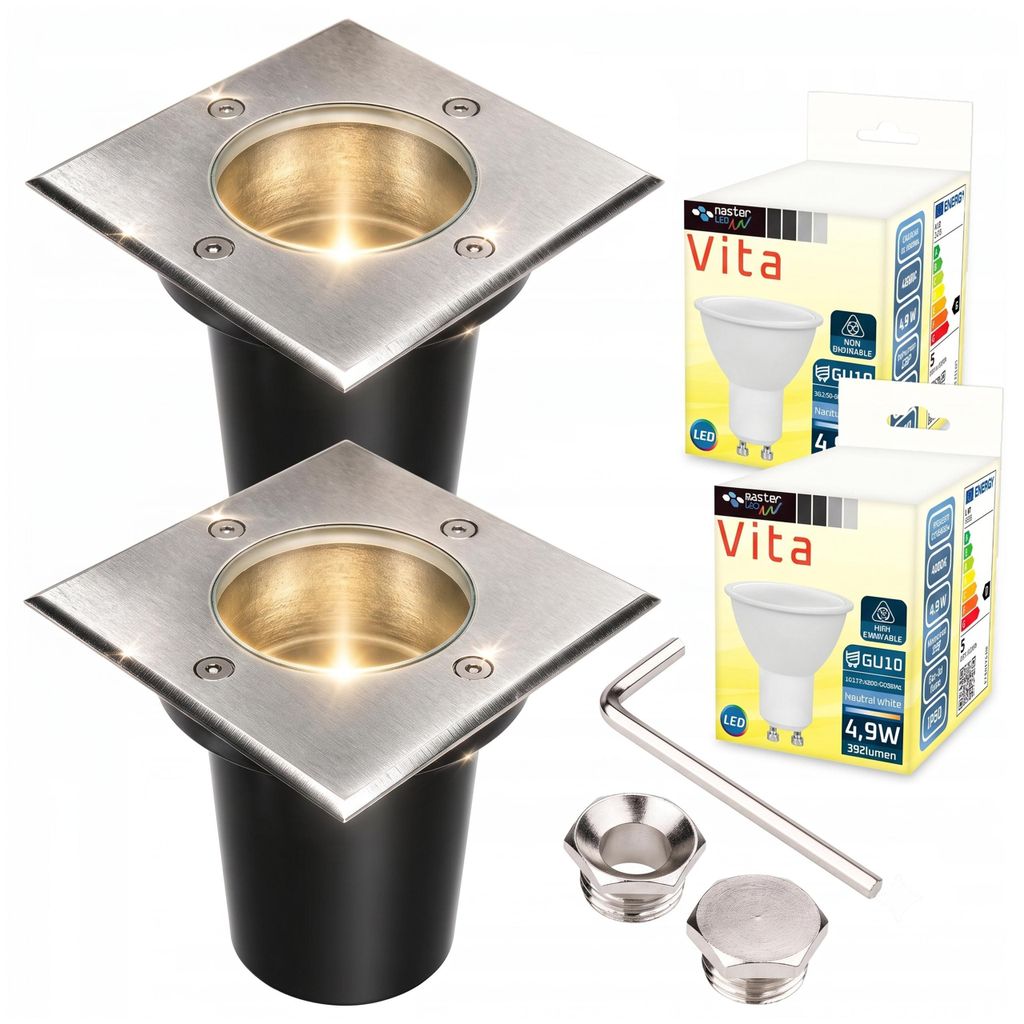MasterLED 2er Set Bodeneinbaustrahler GU10 IP67 inkl. Produktbild 